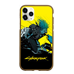 Чехол iPhone 11 Pro матовый Vi Ви на мотоцикле cyberpunk 2077, цвет: 3D-коричневый