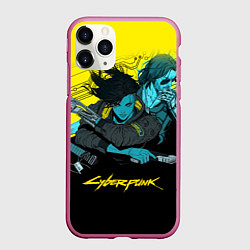 Чехол iPhone 11 Pro матовый Ви и Джонни Cyberpunk 2077 Vi johnny, цвет: 3D-малиновый