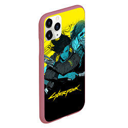 Чехол iPhone 11 Pro матовый Ви и Джонни Cyberpunk 2077 Vi johnny, цвет: 3D-малиновый — фото 2