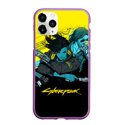 Чехол iPhone 11 Pro матовый Ви и Джонни Cyberpunk 2077 Vi johnny, цвет: 3D-фиолетовый