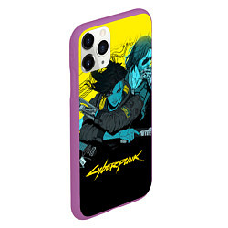 Чехол iPhone 11 Pro матовый Ви и Джонни Cyberpunk 2077 Vi johnny, цвет: 3D-фиолетовый — фото 2
