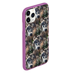 Чехол iPhone 11 Pro матовый Волки клипарт wolfs, цвет: 3D-фиолетовый — фото 2