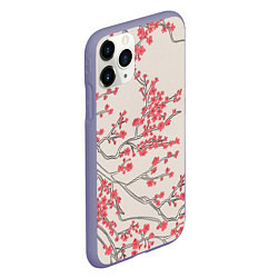 Чехол iPhone 11 Pro матовый Красные цветы на ветках, цвет: 3D-серый — фото 2