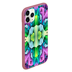 Чехол iPhone 11 Pro матовый Калейдоскоп паттерн, цвет: 3D-малиновый — фото 2
