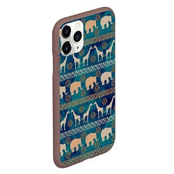Чехол iPhone 11 Pro матовый Жирафы и слоны, цвет: 3D-коричневый — фото 2