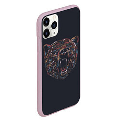Чехол iPhone 11 Pro матовый Злой медведь-мозаика, цвет: 3D-розовый — фото 2