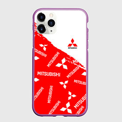 Чехол iPhone 11 Pro матовый Mitsubishi Паттерн, цвет: 3D-фиолетовый