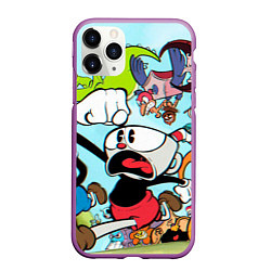 Чехол iPhone 11 Pro матовый Побег От Боссов Магман Cuphead, цвет: 3D-фиолетовый