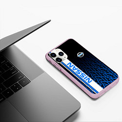 Чехол iPhone 11 Pro матовый Ниссан Паттерн, цвет: 3D-розовый — фото 2