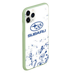 Чехол iPhone 11 Pro матовый Subaru брызги, цвет: 3D-салатовый — фото 2