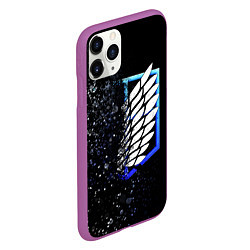 Чехол iPhone 11 Pro матовый АТАКА ТИТАНОВ Attack on Titan брызги краски, цвет: 3D-фиолетовый — фото 2