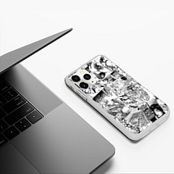 Чехол iPhone 11 Pro матовый АТАКА ТИТАНОВ СТРАНИЦЫ МАНГИ, цвет: 3D-белый — фото 2