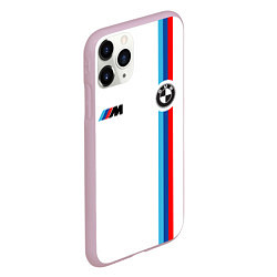 Чехол iPhone 11 Pro матовый БМВ 3 STRIPE BMW WHITE, цвет: 3D-розовый — фото 2