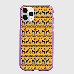 Чехол iPhone 11 Pro матовый Жирафы Сафари, цвет: 3D-фиолетовый