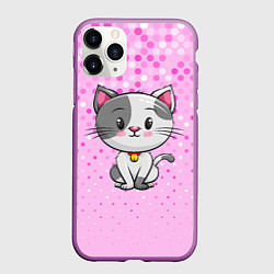 Чехол iPhone 11 Pro матовый Котик с серым пятном, цвет: 3D-фиолетовый