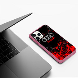 Чехол iPhone 11 Pro матовый AUDI АУДИ брызги, цвет: 3D-малиновый — фото 2