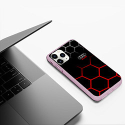 Чехол iPhone 11 Pro матовый АУДИ Autosport Соты, цвет: 3D-розовый — фото 2