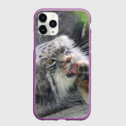 Чехол iPhone 11 Pro матовый Манул Лапка, цвет: 3D-фиолетовый
