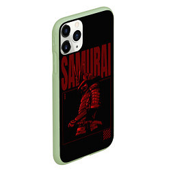 Чехол iPhone 11 Pro матовый Темный самурай с надписью, цвет: 3D-салатовый — фото 2