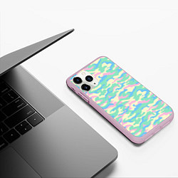 Чехол iPhone 11 Pro матовый Камуфляж пастельные цвета, цвет: 3D-розовый — фото 2