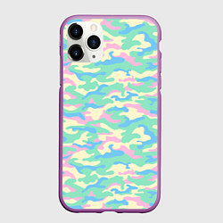 Чехол iPhone 11 Pro матовый Камуфляж пастельные цвета, цвет: 3D-фиолетовый