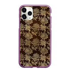 Чехол iPhone 11 Pro матовый Ретро узоры - паттерн цветы, цвет: 3D-фиолетовый