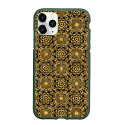 Чехол iPhone 11 Pro матовый Классический узор золотой, цвет: 3D-темно-зеленый