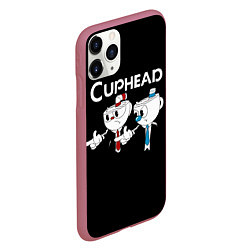 Чехол iPhone 11 Pro матовый Cuphead грозные ребята из Криминального чтива, цвет: 3D-малиновый — фото 2