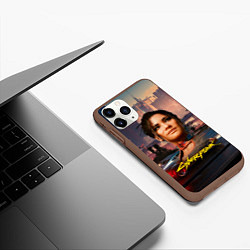 Чехол iPhone 11 Pro матовый Panam Панам Cyberpunk 2077 портрет, цвет: 3D-коричневый — фото 2