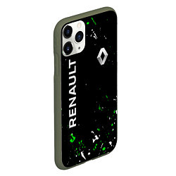 Чехол iPhone 11 Pro матовый RENAULT брызги, цвет: 3D-темно-зеленый — фото 2