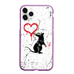 Чехол iPhone 11 Pro матовый BANKSY БЭНКСИ крыса, цвет: 3D-фиолетовый