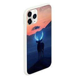 Чехол iPhone 11 Pro матовый Олень с неоновыми рогами, цвет: 3D-белый — фото 2