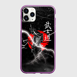 Чехол iPhone 11 Pro матовый Самурай Бусидо Иероглифы Samurai Lightning, цвет: 3D-фиолетовый