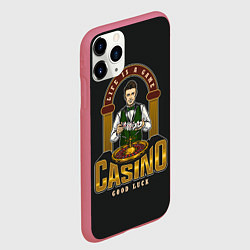 Чехол iPhone 11 Pro матовый Крупье КАЗИНО, цвет: 3D-малиновый — фото 2