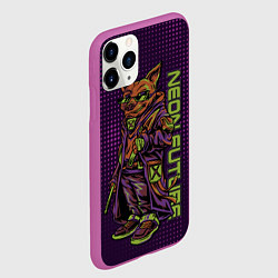 Чехол iPhone 11 Pro матовый Волк на стиле гангстер, цвет: 3D-фиолетовый — фото 2
