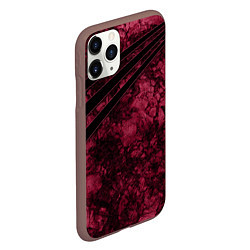 Чехол iPhone 11 Pro матовый Мраморный бордовый текстурированный узор, цвет: 3D-коричневый — фото 2
