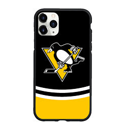 Чехол iPhone 11 Pro матовый Pittsburgh Penguins Питтсбург Пингвинз, цвет: 3D-черный