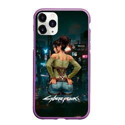 Чехол iPhone 11 Pro матовый Panam Панам Cyberpunk2077, цвет: 3D-фиолетовый