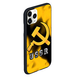 Чехол iPhone 11 Pro матовый USSR - СЕРП И МОЛОТ Пламя, цвет: 3D-черный — фото 2