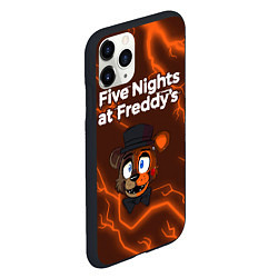 Чехол iPhone 11 Pro матовый FNAF - ФРЕДДИ - Молнии, цвет: 3D-черный — фото 2