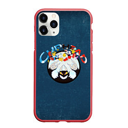 Чехол iPhone 11 Pro матовый Cuphead, Mugman and devil, цвет: 3D-красный