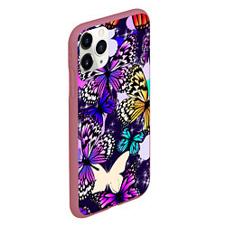 Чехол iPhone 11 Pro матовый Бабочки Butterflies, цвет: 3D-малиновый — фото 2