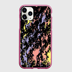 Чехол iPhone 11 Pro матовый Цветная абстракция брызгами, цвет: 3D-малиновый