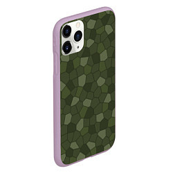 Чехол iPhone 11 Pro матовый Камуфляжная мозаика - Хаки, цвет: 3D-сиреневый — фото 2