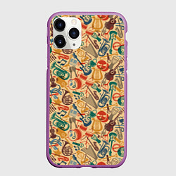 Чехол iPhone 11 Pro матовый Инструменты Музыкальные, цвет: 3D-фиолетовый