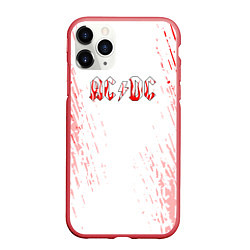 Чехол iPhone 11 Pro матовый ACDC Паттерн, цвет: 3D-красный