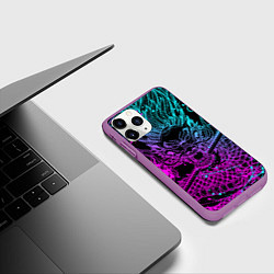 Чехол iPhone 11 Pro матовый НЕОНОВЫЕ ДРАКОНЫ NEON DRAGON БРЫЗГИ КРАСОК, цвет: 3D-фиолетовый — фото 2