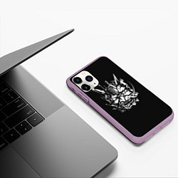 Чехол iPhone 11 Pro матовый Серебряный Демон, цвет: 3D-сиреневый — фото 2