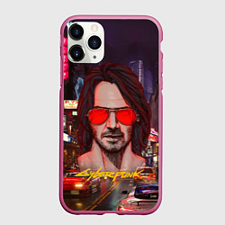 Чехол iPhone 11 Pro матовый Johnny Cyberpunk2077 Джонни, цвет: 3D-малиновый