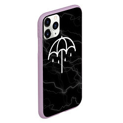 Чехол iPhone 11 Pro матовый Bring me the horizon молнии, цвет: 3D-сиреневый — фото 2